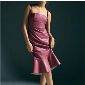 Anthropologie faux leather square neck elegant dress 20W